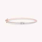 Emerald & Round White Cubic Zirconia Tennis Bangle Bracelet