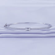 Emerald & Round White Cubic Zirconia Tennis Bangle Bracelet