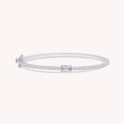 1.65 Cttw Emerald & Round Cut Lab Created Moissanite Diamond Tennis Bangle Bracelet In 925 Sterling Silver