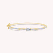1.65 Cttw Emerald & Round Cut Lab Created Moissanite Diamond Tennis Bangle Bracelet In 925 Sterling Silver