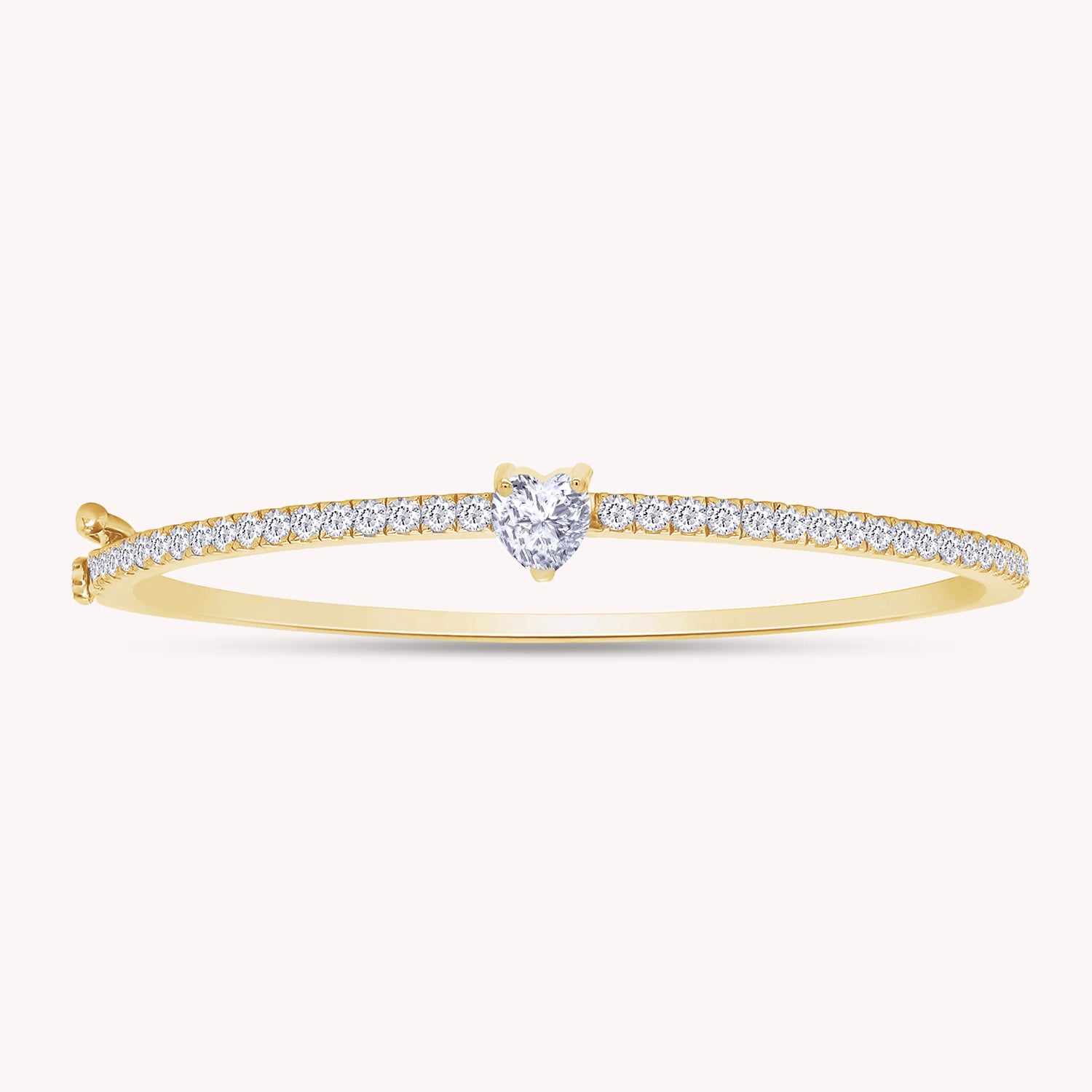 Heart & Round White Cubic Zirconia Tennis Bangle Bracelet