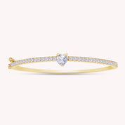 Heart & Round White Cubic Zirconia Tennis Bangle Bracelet