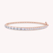 Half And Half Emerald & Round Shape White Cubic Zirconia Bangle Bracelet