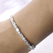 Multi Shape Sparkling White Cubic Zirconia Bangle Bracelet