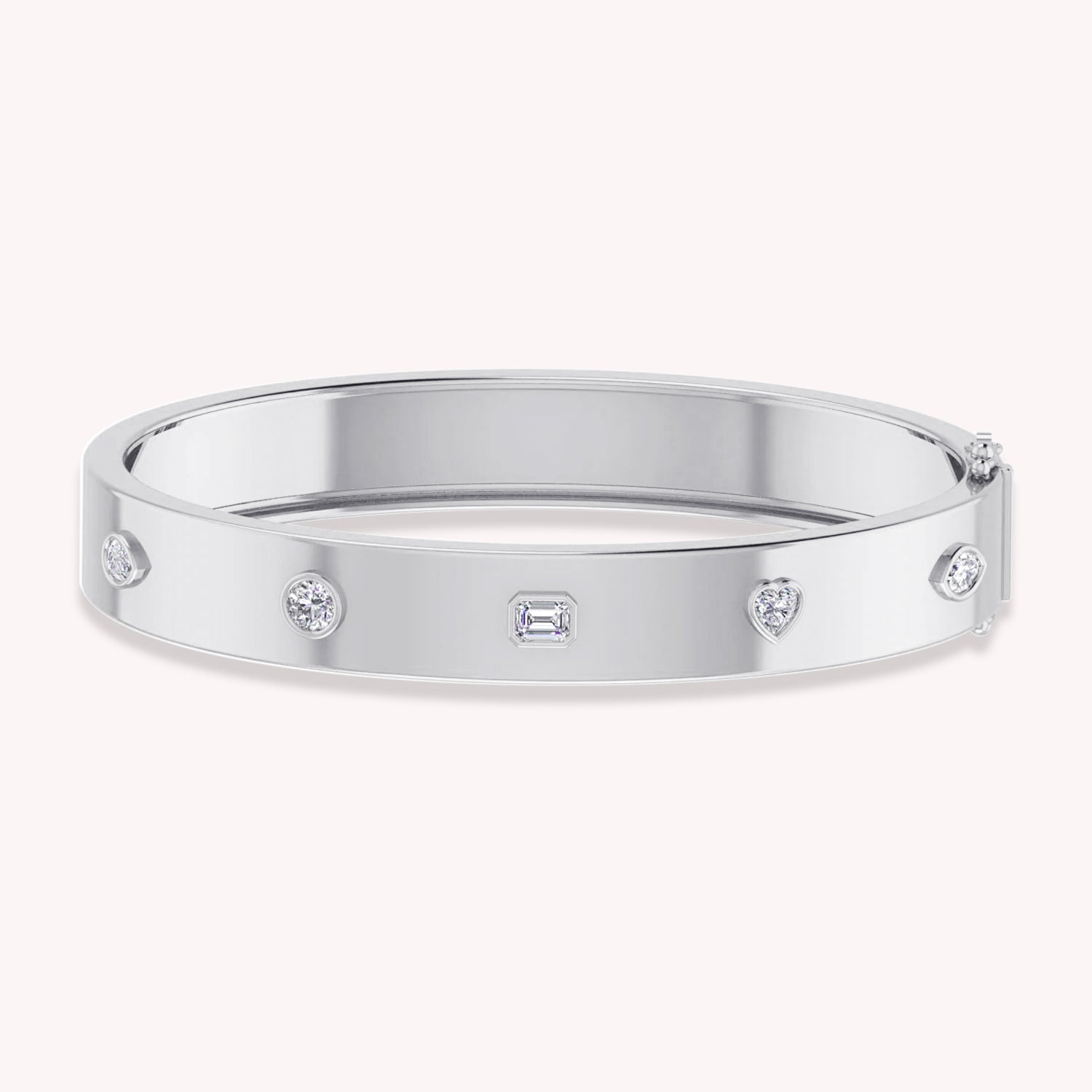 Multi Shape Lab Created Moissanite 10MM Width Bangle Bracelet