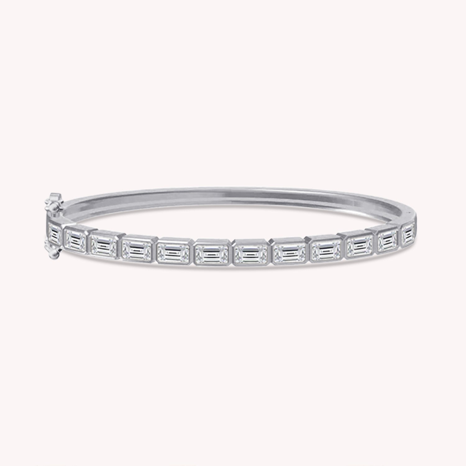 Tennis Bezel Set Classic Bangle Bracelet In White Cubic Zirconia