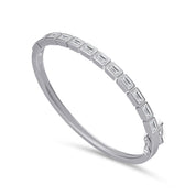 Tennis Bezel Set Classic Bangle Bracelet In White Cubic Zirconia