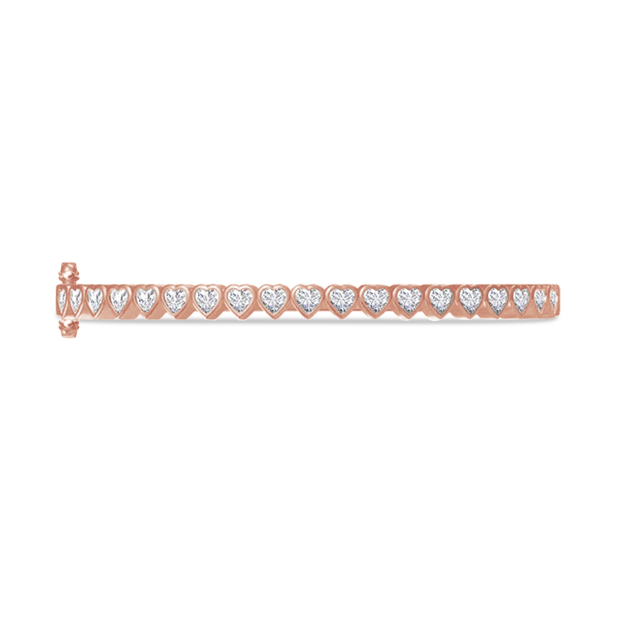 3MM Heart Shape Bangle Bracelet White Cubic Zirconia