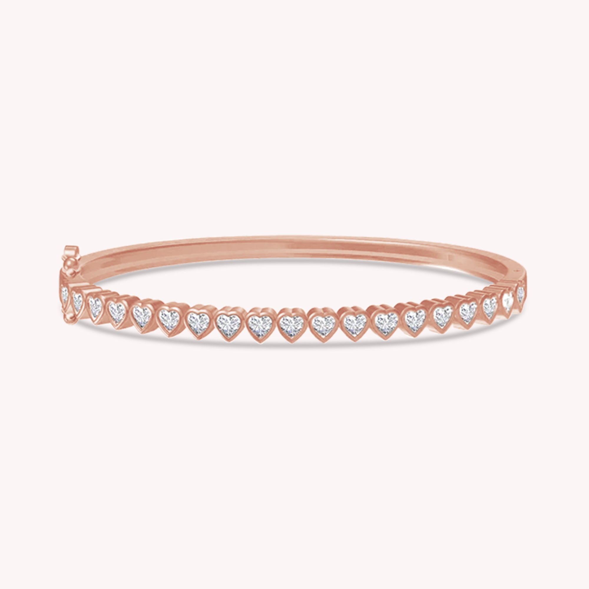 3MM Heart Shape Bangle Bracelet White Cubic Zirconia