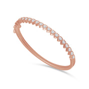 3MM Heart Shape Bangle Bracelet White Cubic Zirconia