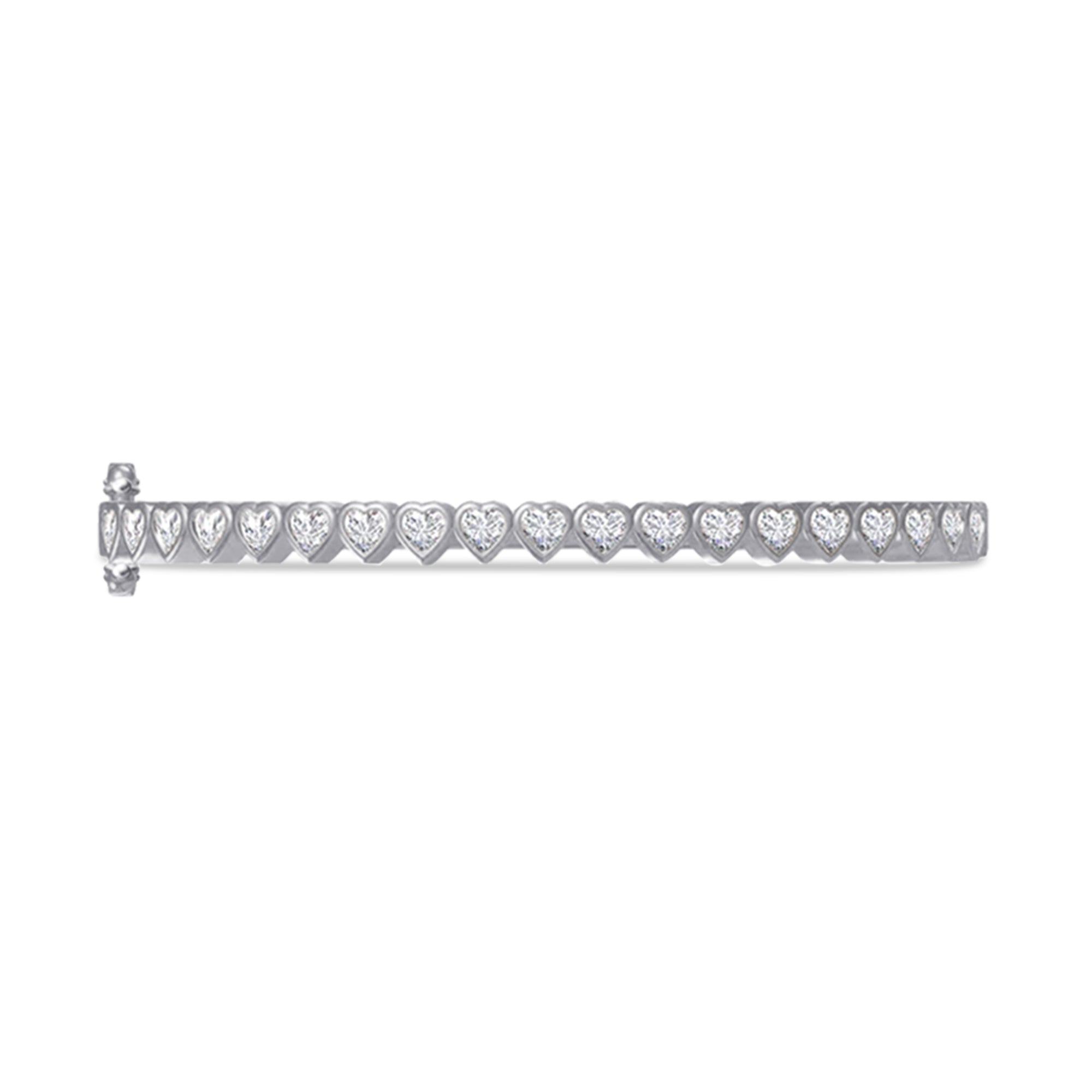 3MM Heart Shape Bangle Bracelet White Cubic Zirconia