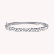 3MM Heart Shape Bangle Bracelet White Cubic Zirconia
