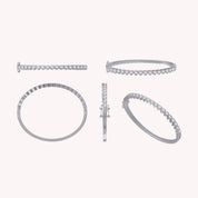 3MM Heart Shape Bangle Bracelet White Cubic Zirconia