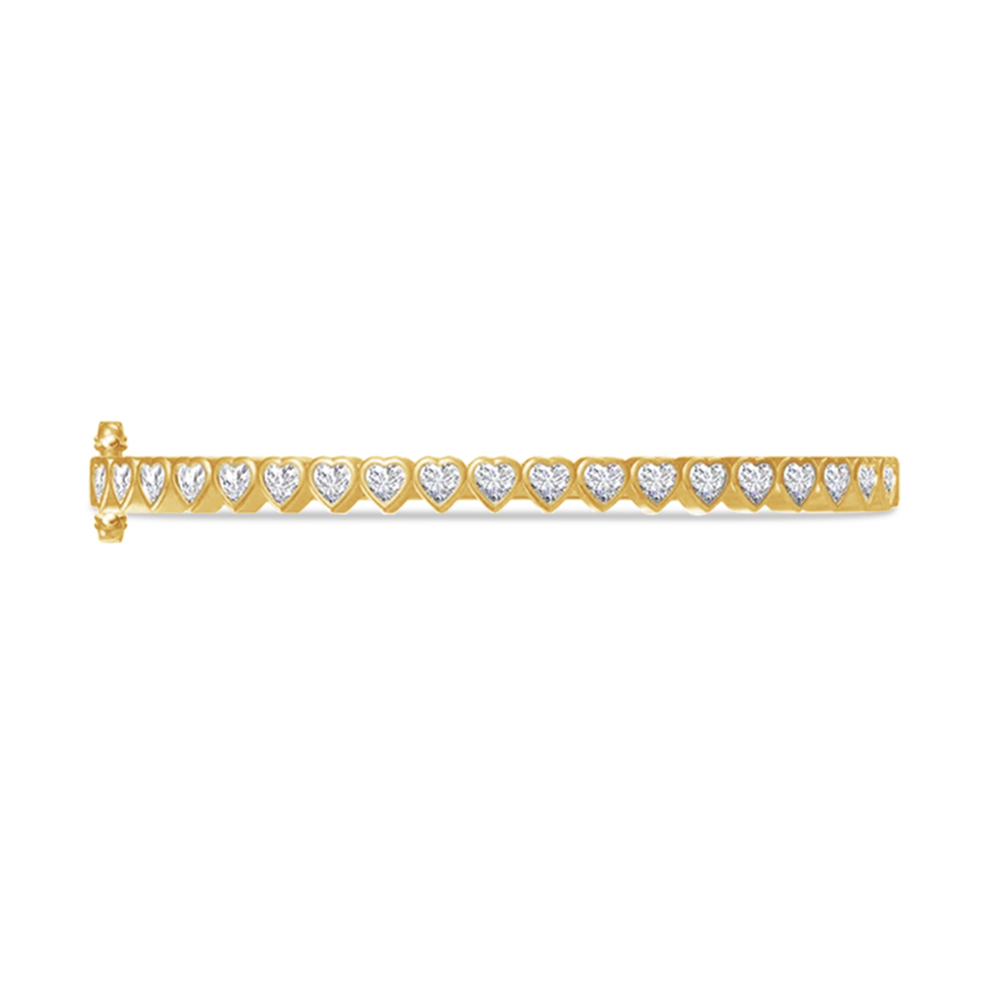 3MM Heart Shape Bangle Bracelet White Cubic Zirconia