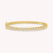 3MM Heart Shape Bangle Bracelet White Cubic Zirconia