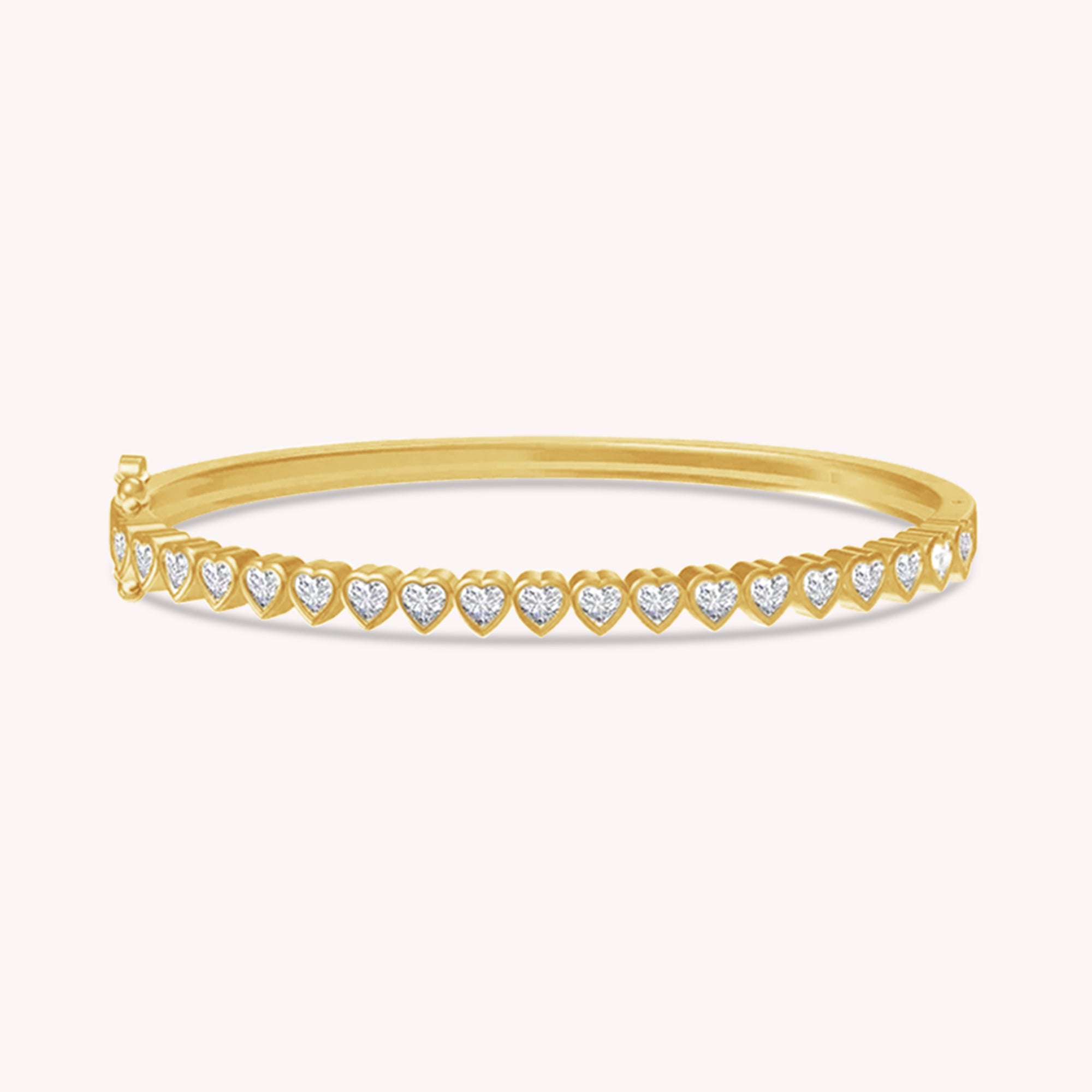 3MM Heart Shape Bangle Bracelet White Cubic Zirconia