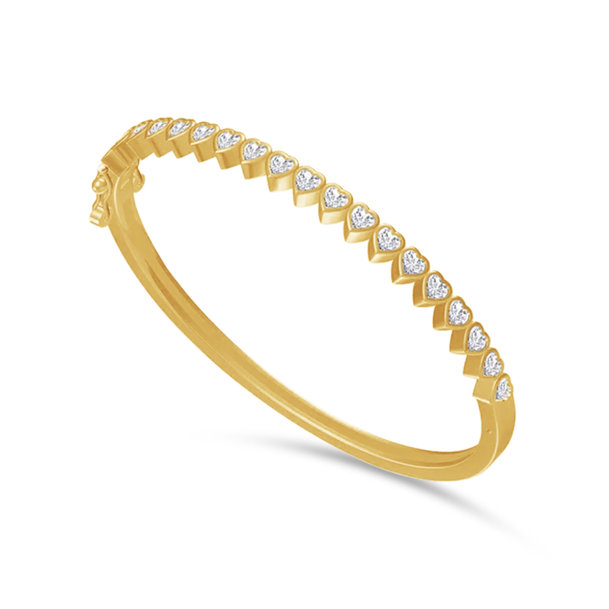 3MM Heart Shape Bangle Bracelet White Cubic Zirconia