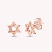 14K Gold Over Sterling Silver Plain Star Of David Stud Earrings