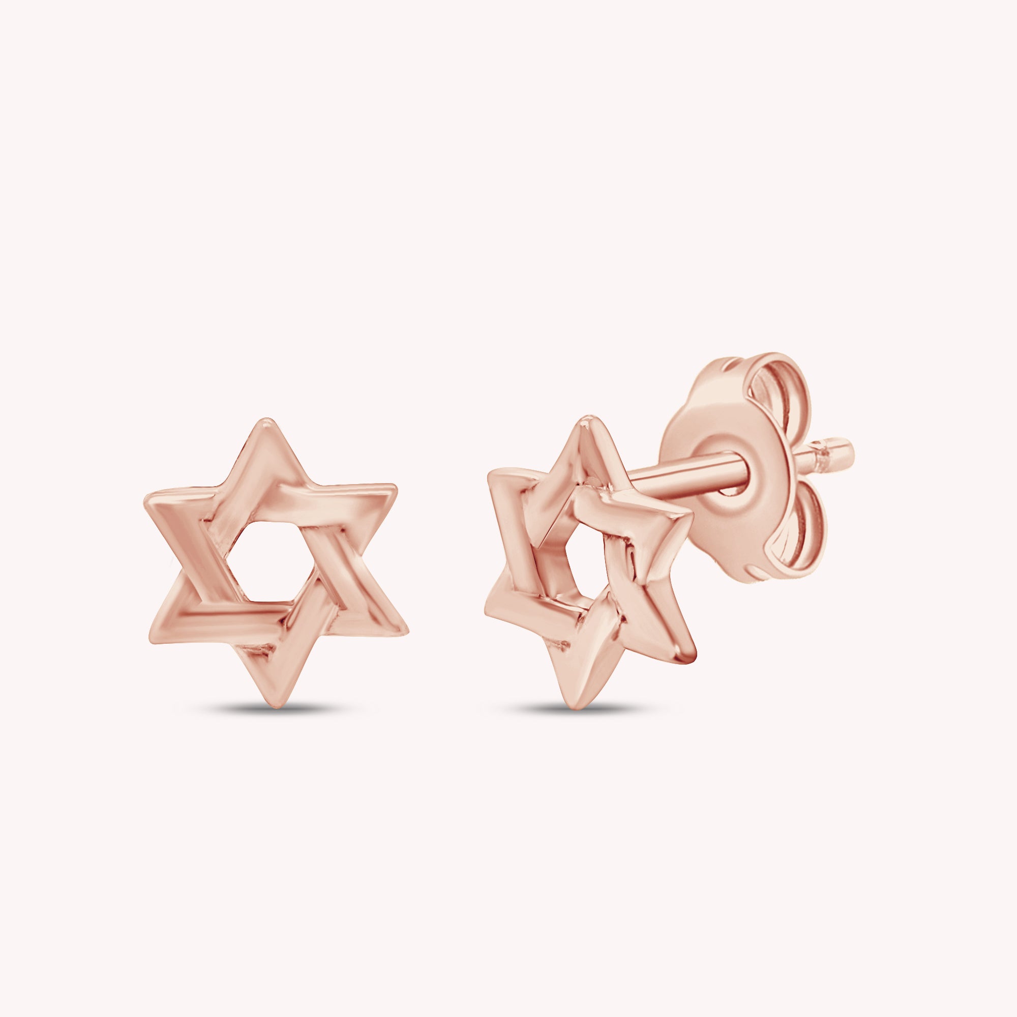 14K Gold Over Sterling Silver Plain Star Of David Stud Earrings