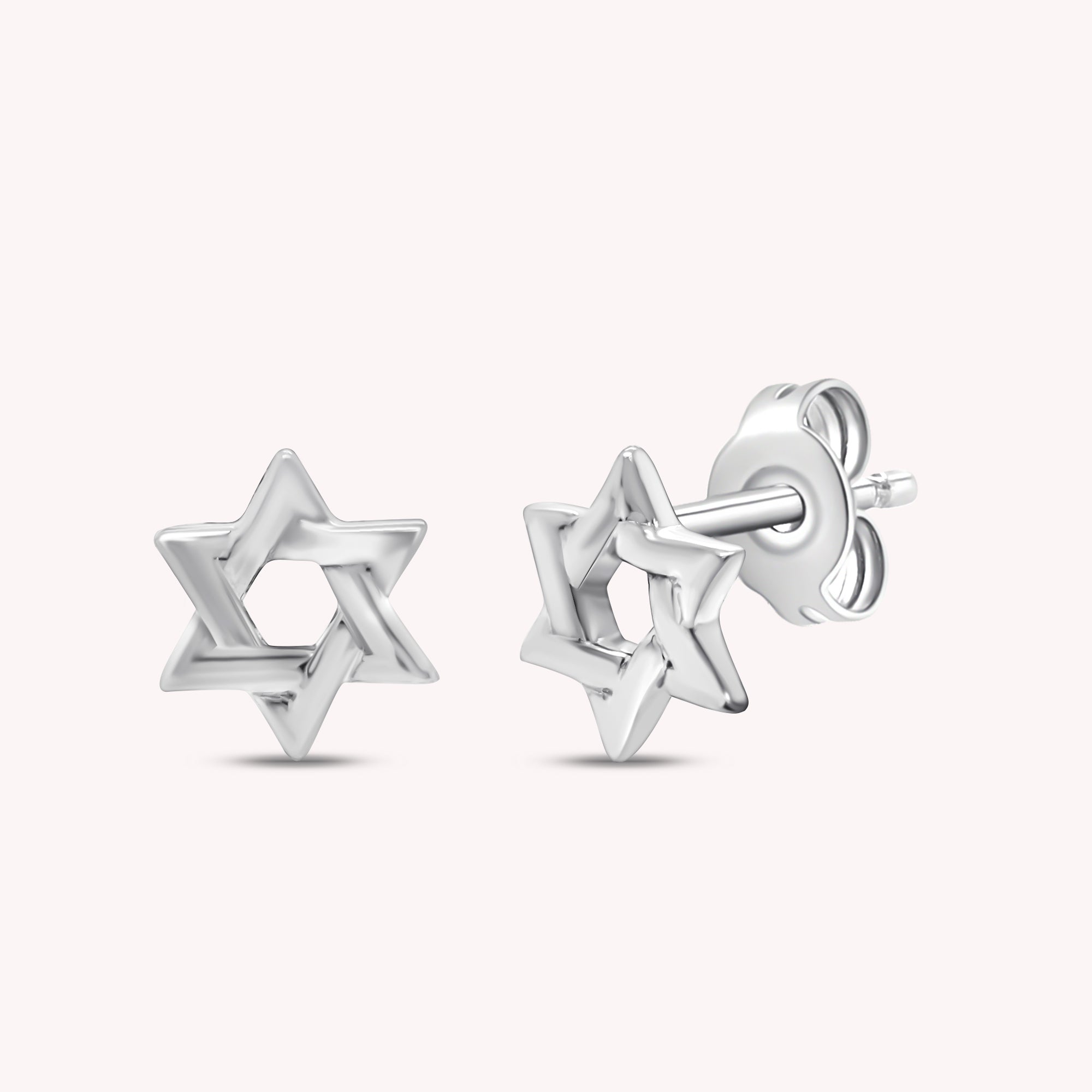 14K Gold Over Sterling Silver Plain Star Of David Stud Earrings