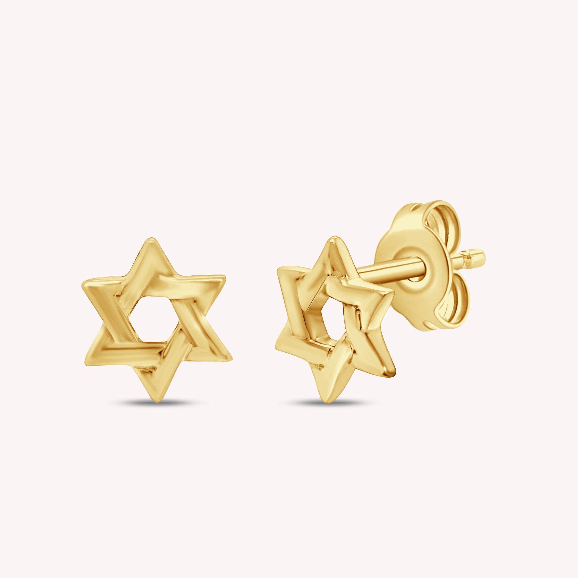 14K Gold Over Sterling Silver Plain Star Of David Stud Earrings
