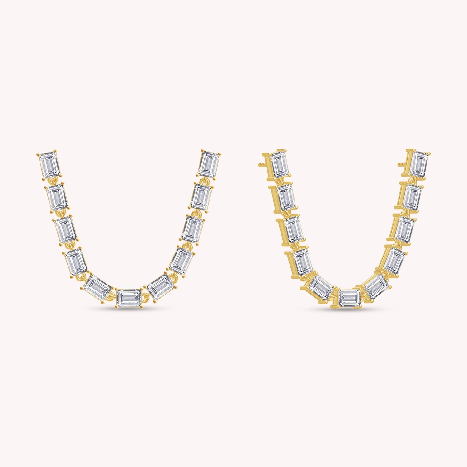 Baguette Shape Versatile Lab Grown Diamond Earrings Lobe or Helix Style