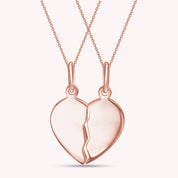 Split Plain Broken Half Heart Pendant Necklace for Couples