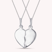 Split Plain Broken Half Heart Pendant Necklace for Couples