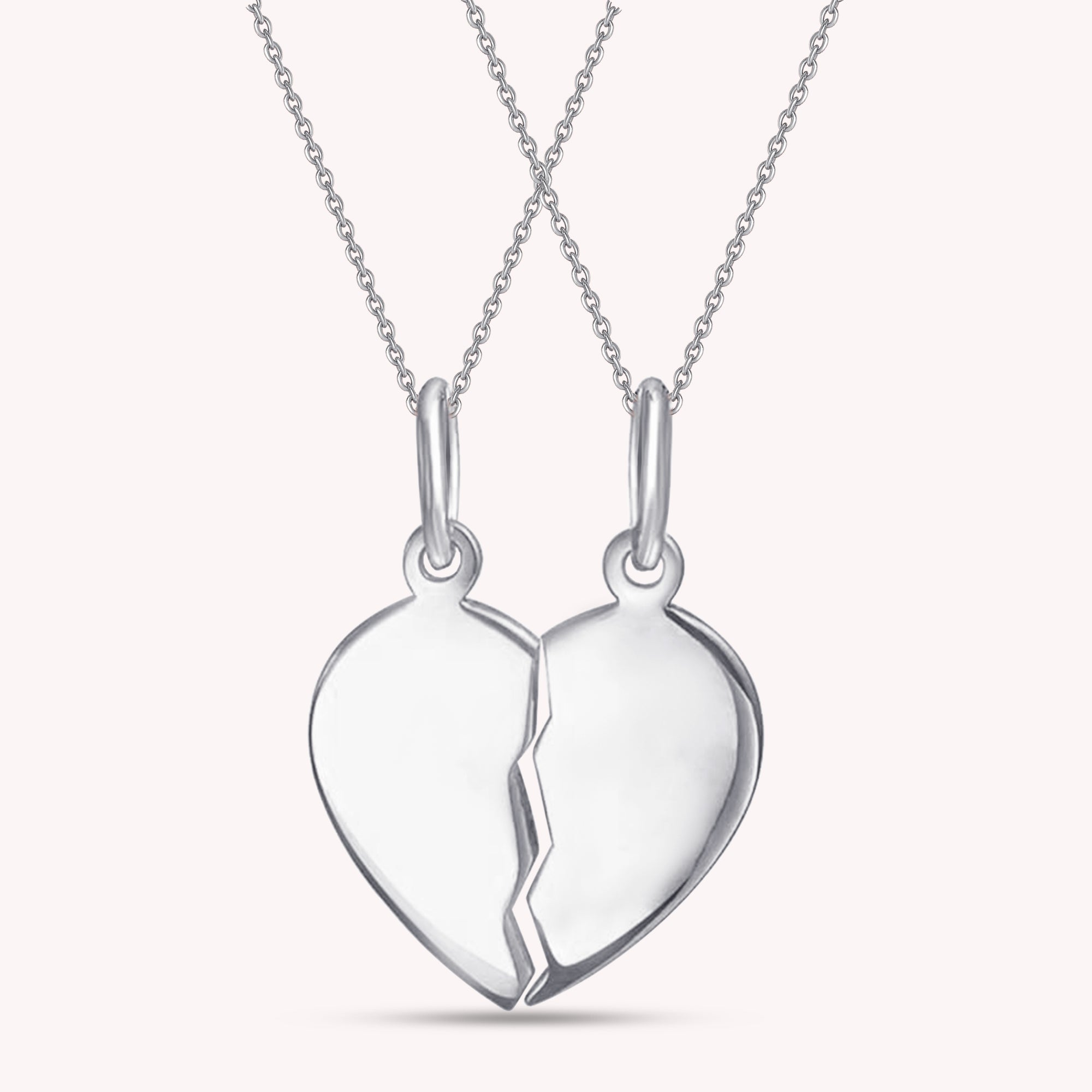 Split Plain Broken Half Heart Pendant Necklace for Couples