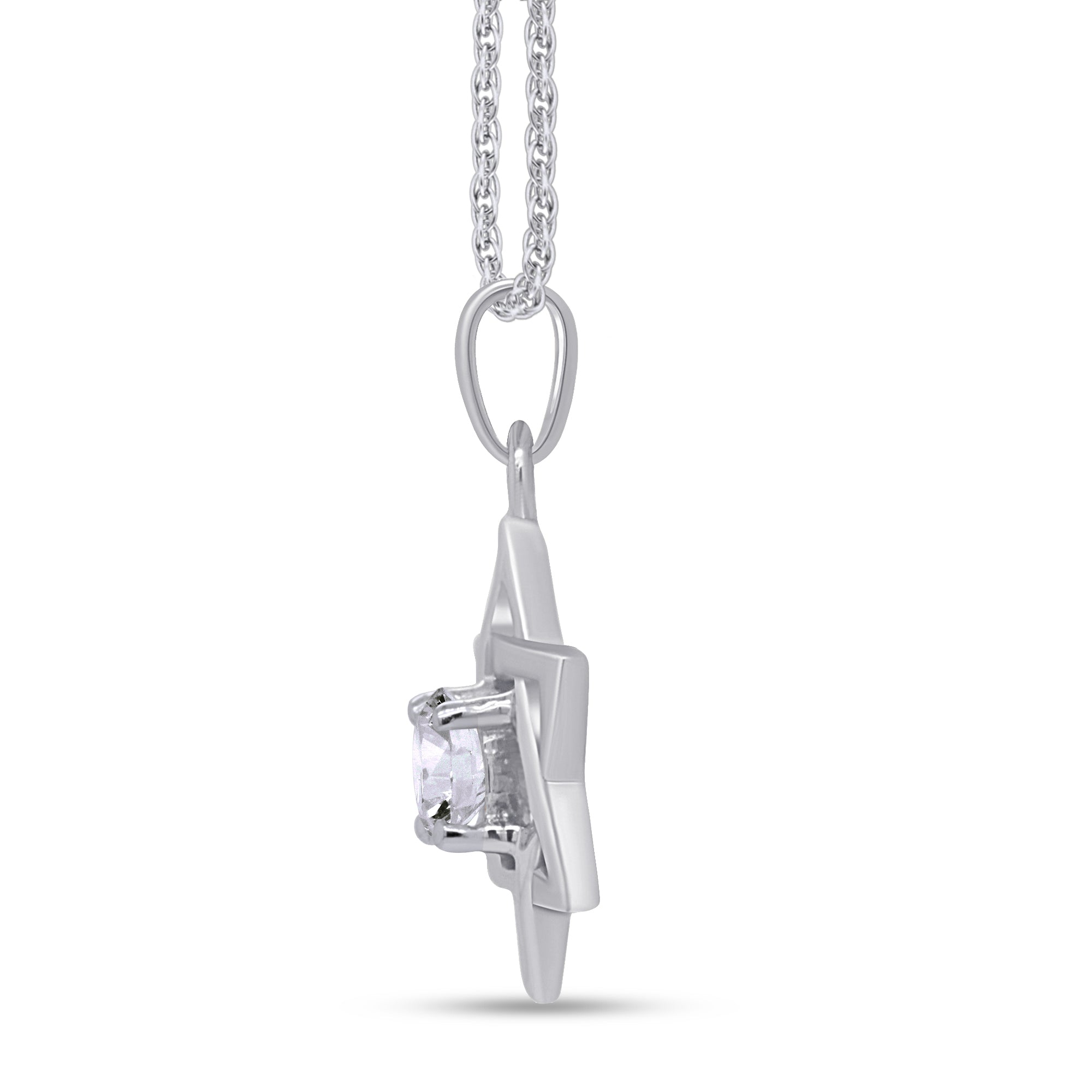 5MM Round Shape CZ Star of David Pendant Necklace in 14K Gold Over Sterling Silver