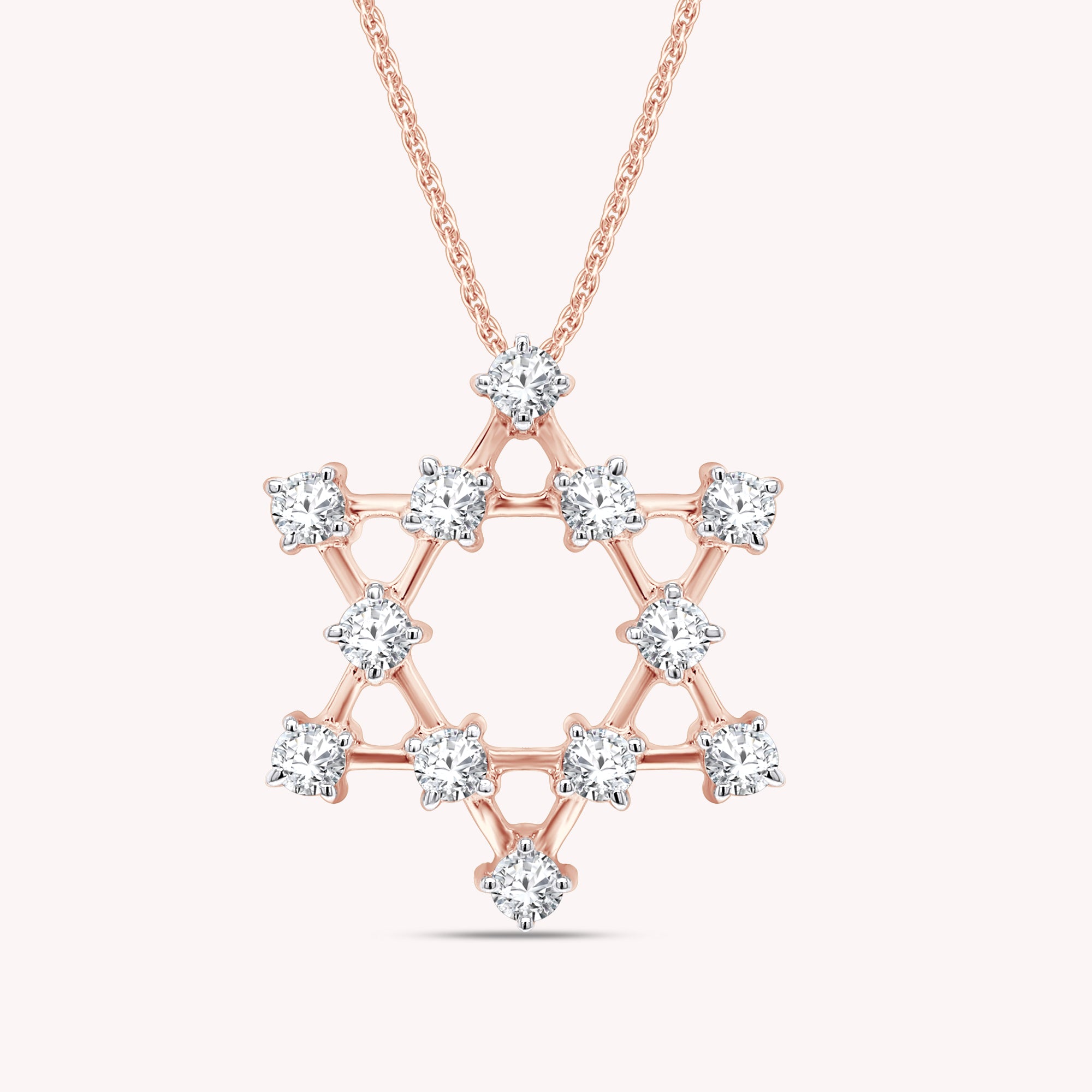 Sparkling White Cubic Zirconia Jewish Star of David Pendant Necklace