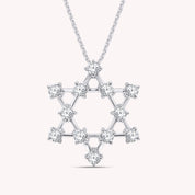 Sparkling White Cubic Zirconia Jewish Star of David Pendant Necklace