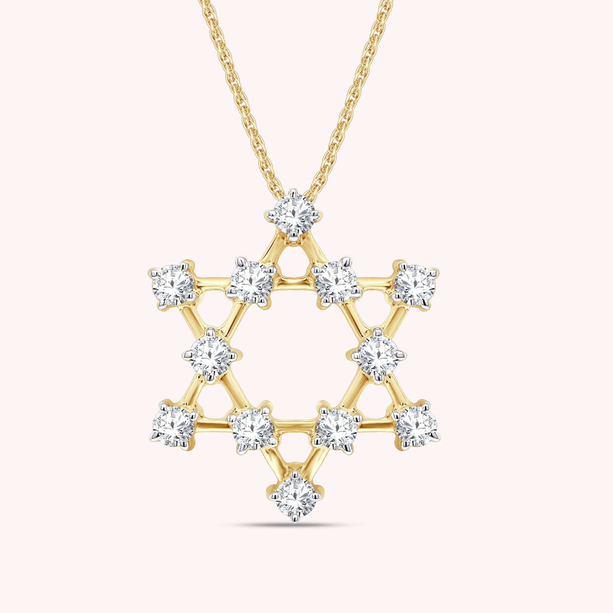 Sparkling White Cubic Zirconia Jewish Star of David Pendant Necklace