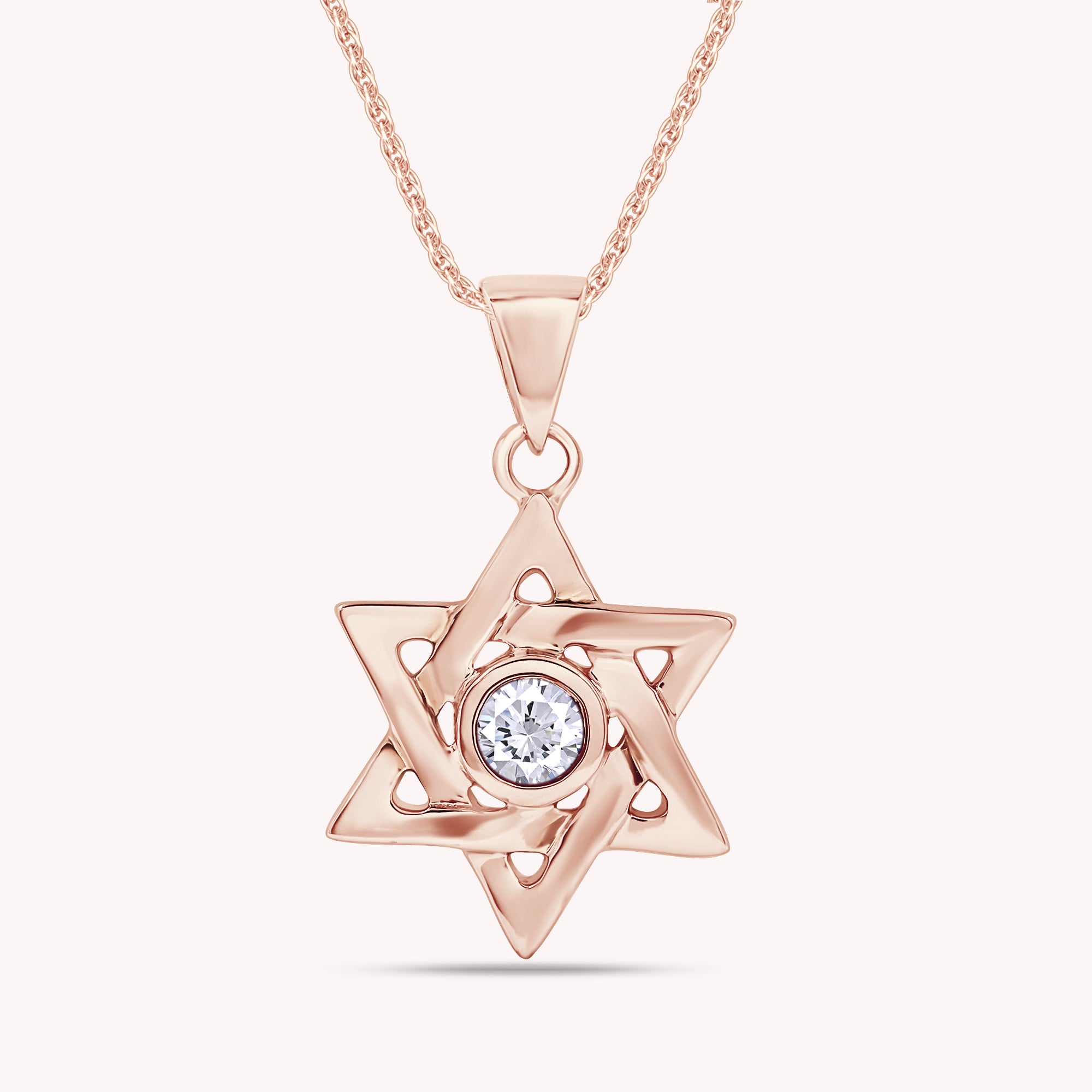 Simulated Round Birthstone Jewish Star of David Pendant Necklace