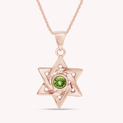 Simulated Round Birthstone Jewish Star of David Pendant Necklace
