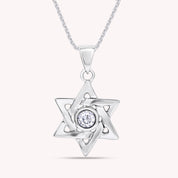 Simulated Round Birthstone Jewish Star of David Pendant Necklace