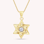 Simulated Round Birthstone Jewish Star of David Pendant Necklace