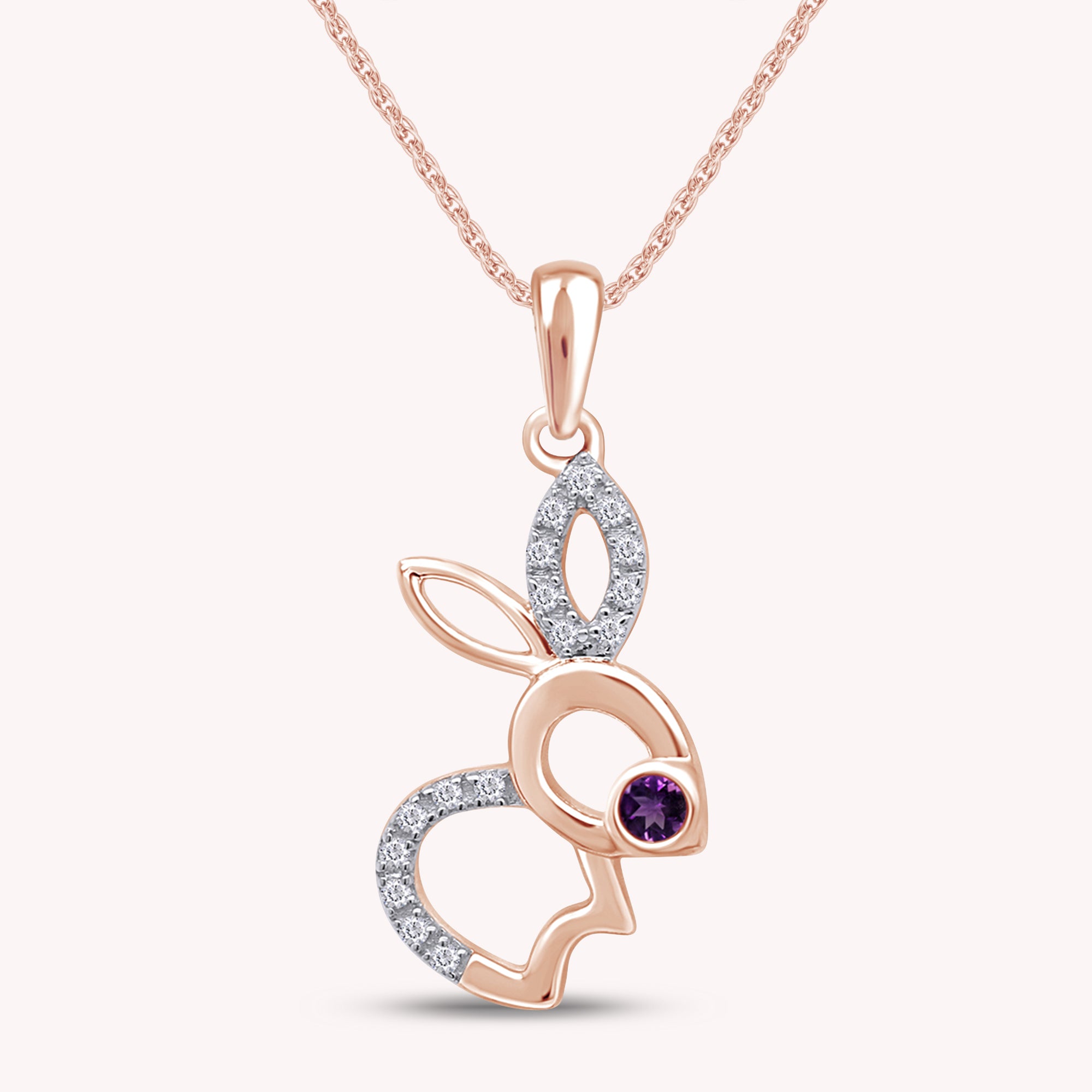 Bunny Rabbit Pendant Necklace in 14K Gold Over Sterling Silver