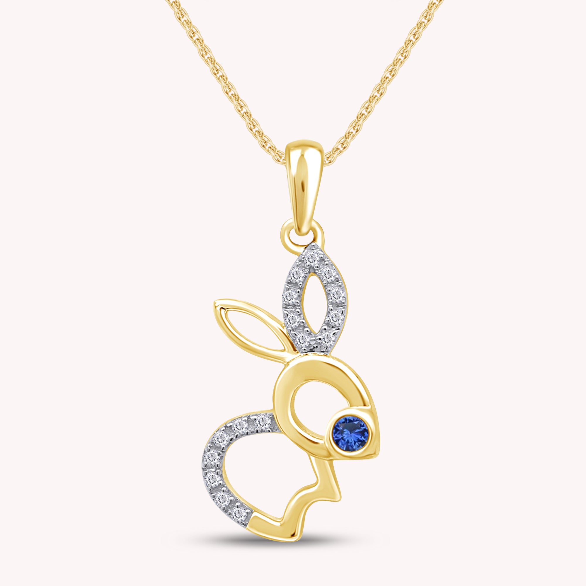 Bunny Rabbit Pendant Necklace in 14K Gold Over Sterling Silver