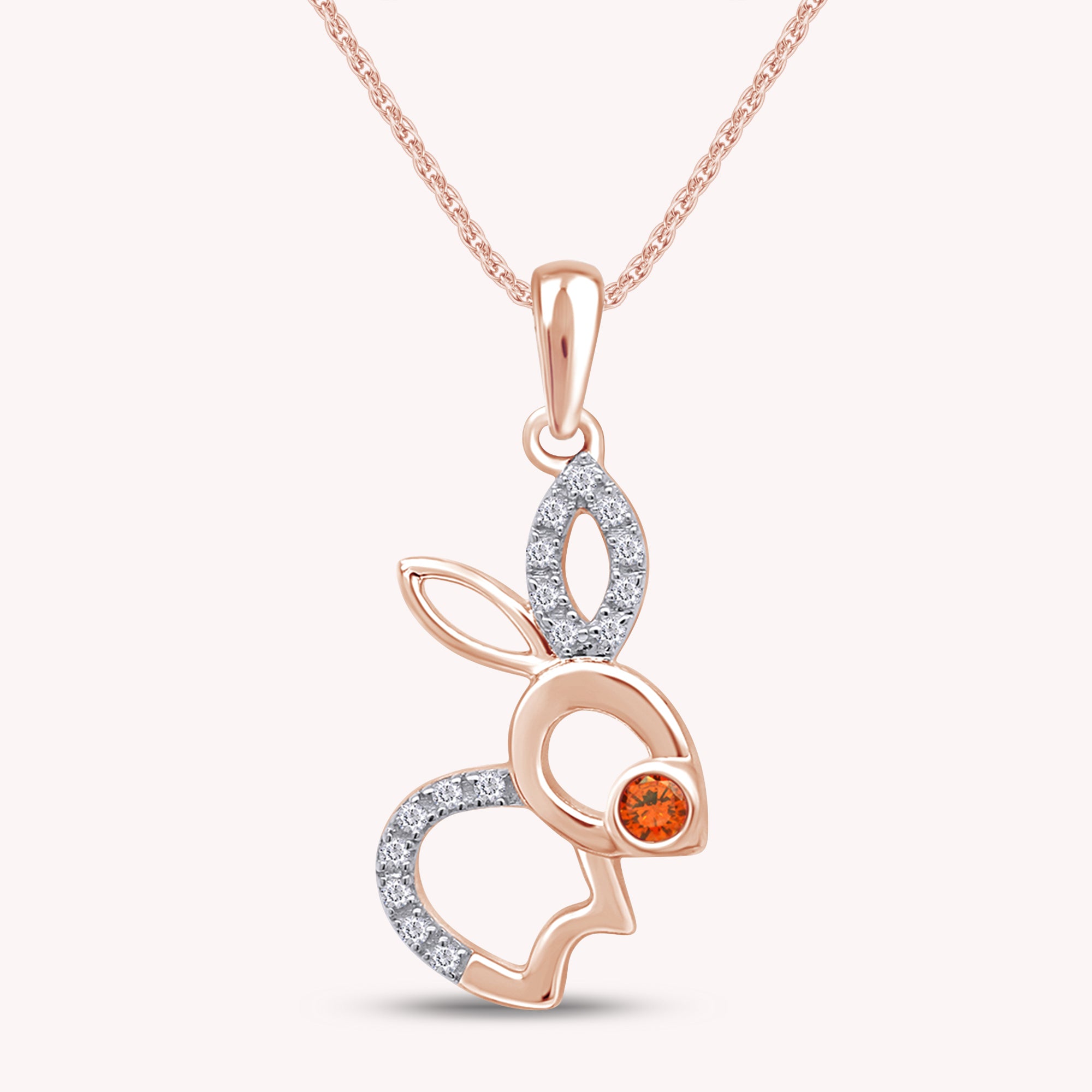 Bunny Rabbit Pendant Necklace in 14K Gold Over Sterling Silver