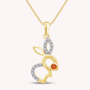 Bunny Rabbit Pendant Necklace in 14K Gold Over Sterling Silver