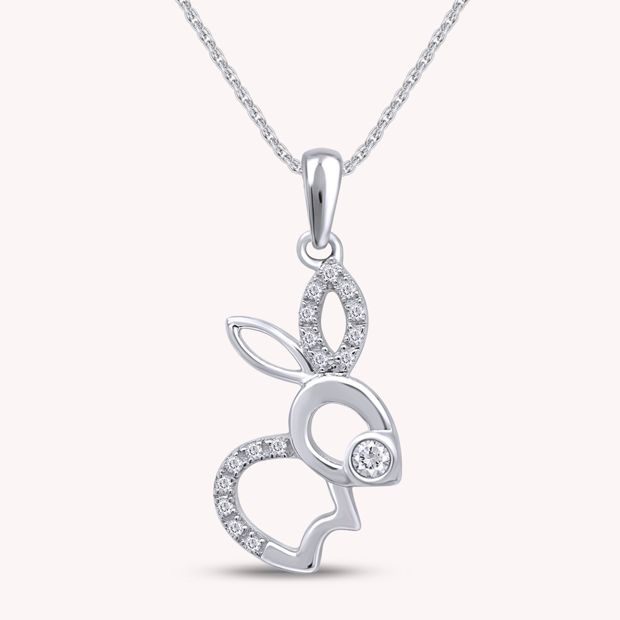 Bunny Rabbit Pendant Necklace in 14K Gold Over Sterling Silver