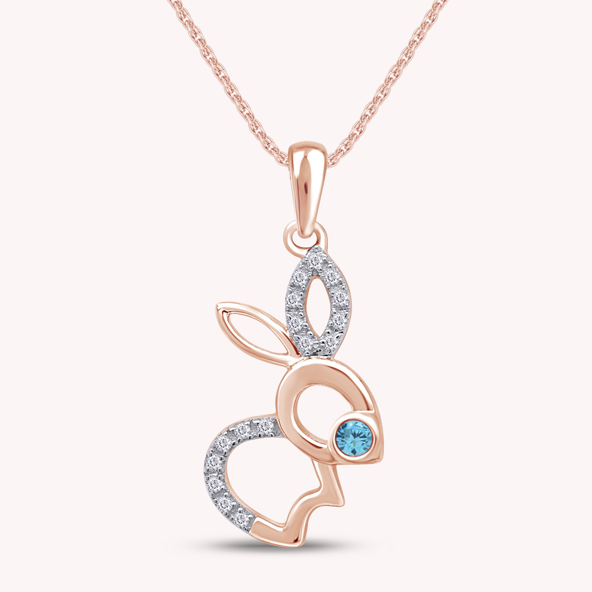 Bunny Rabbit Pendant Necklace in 14K Gold Over Sterling Silver