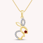 Bunny Rabbit Pendant Necklace in 14K Gold Over Sterling Silver