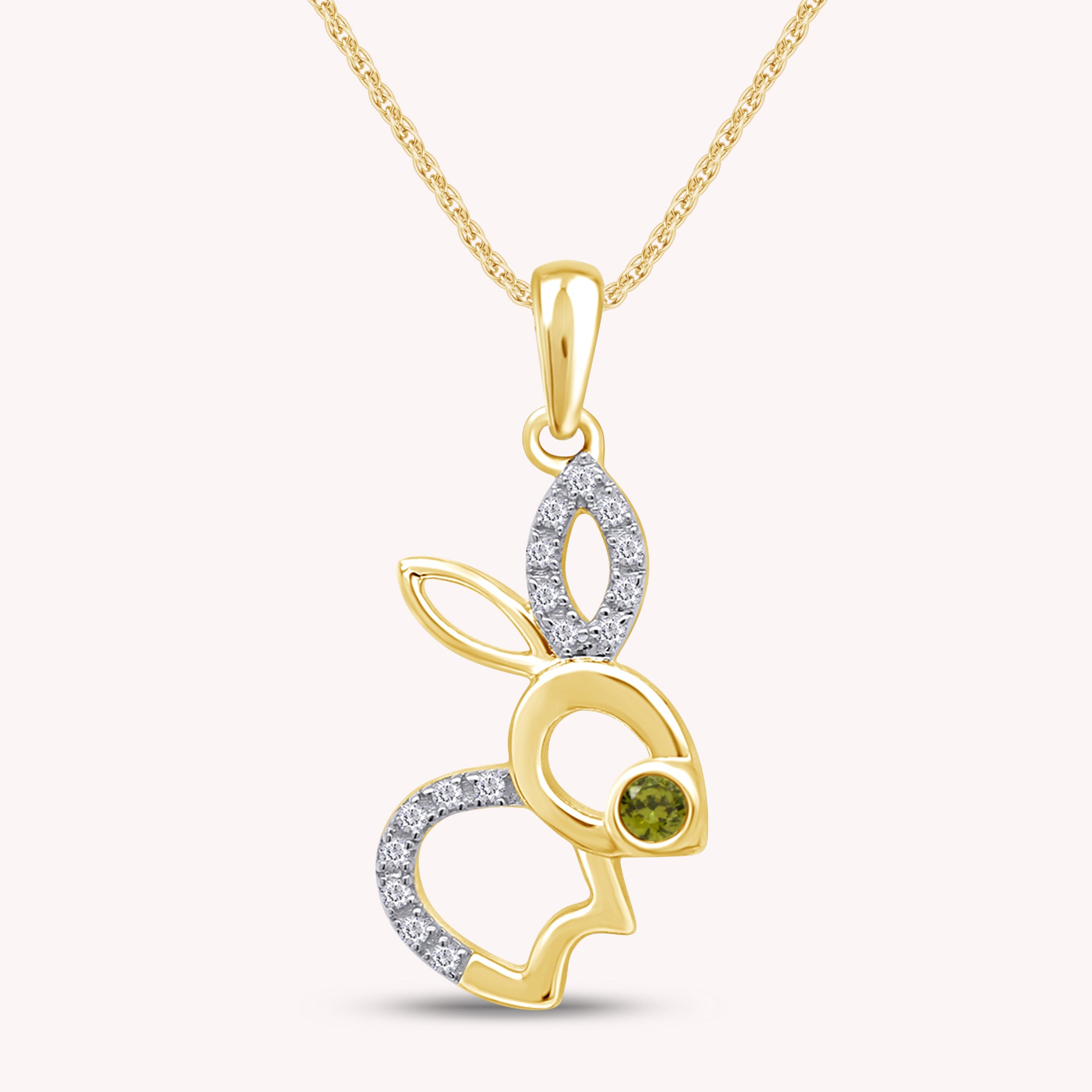 Bunny Rabbit Pendant Necklace in 14K Gold Over Sterling Silver