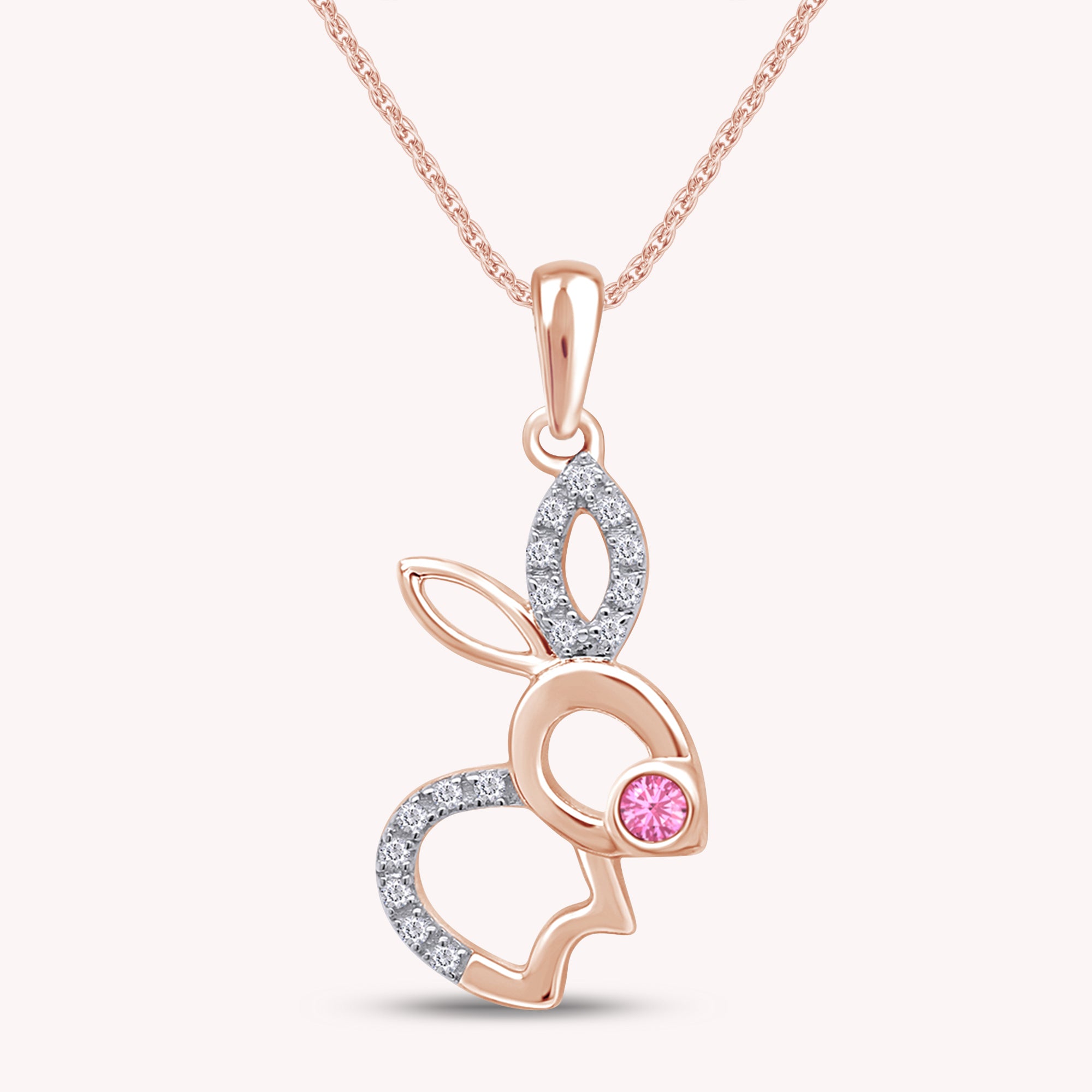 Bunny Rabbit Pendant Necklace in 14K Gold Over Sterling Silver