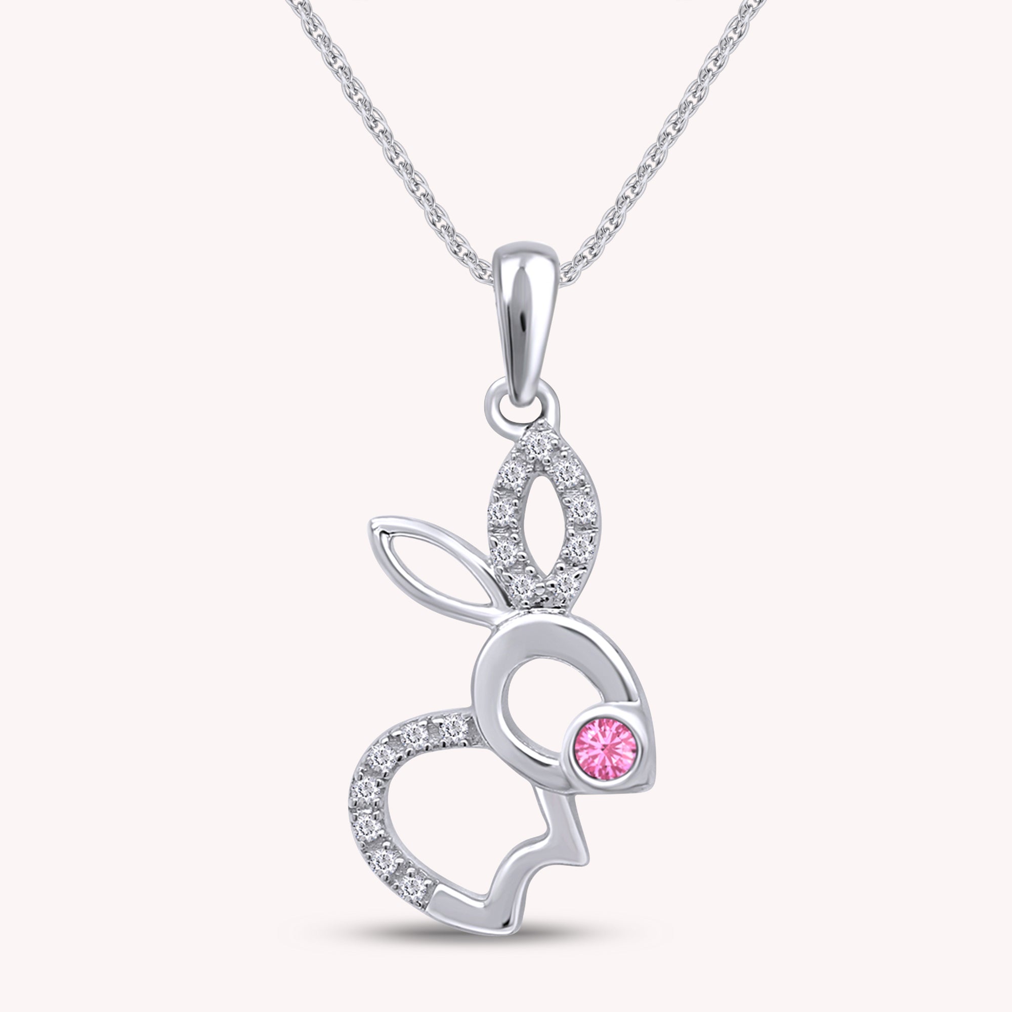 Bunny Rabbit Pendant Necklace in 14K Gold Over Sterling Silver