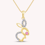 Bunny Rabbit Pendant Necklace in 14K Gold Over Sterling Silver