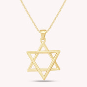 14k Gold Over Sterling Silver Star of David Pendant Necklace 20mm X 17mm