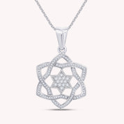 Jewish Star of David CZ Pendant Necklace In 925 Sterling Silver